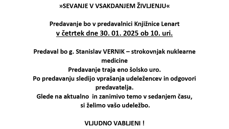 30.1.2025 PREDAVANJE O SEVANJU NEVIDNIH ŽARKOV-napovednik-dogodki