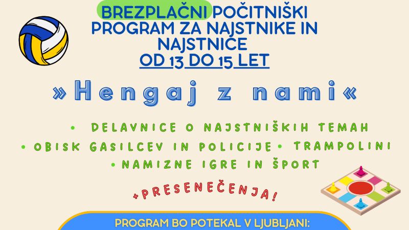7.7.2025 Vabilo na BREZPLAČNI počitniški program Hengaj z nami-napovednik-dogodki-prirditve
