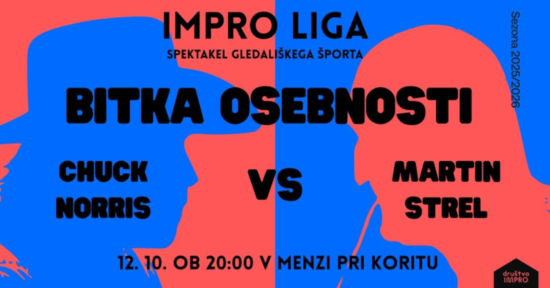 12.10.2025 Impro liga Bitka osebnosti - Chuck Norris vs Martin Strel-napovednik-dogodek