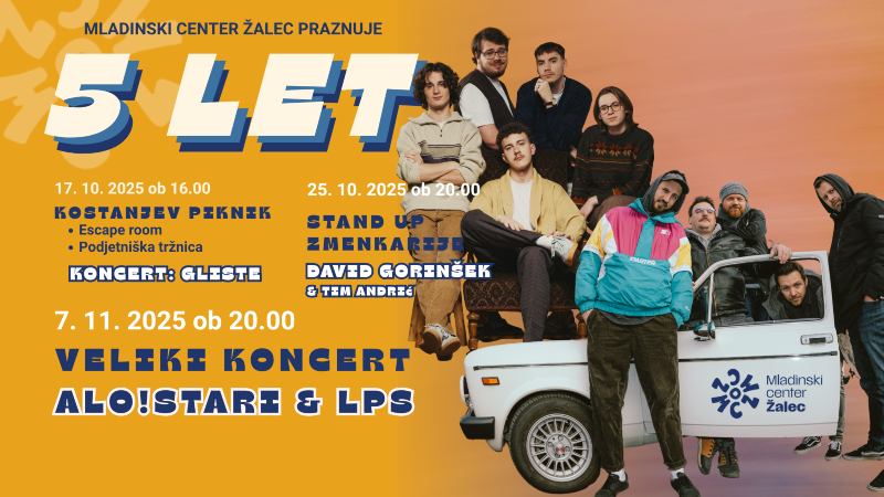 7.11.2025 MLADINSKI CENTER ŽALEC PRAZNUJE 5 LET-napovednik-dogodki-prireditve