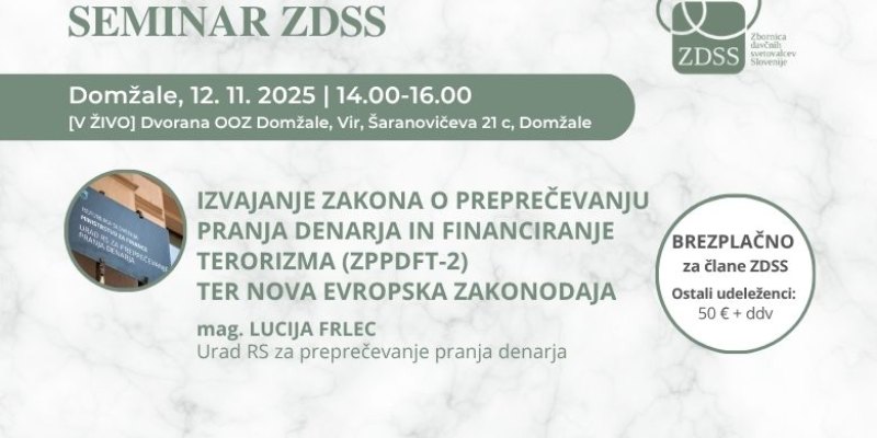12.11.2025 Izvajanje Zakona o preprečevanju pranja denarja in financiranje terorizma (ZPPDFT-2) ter nova evropska zakonodaja