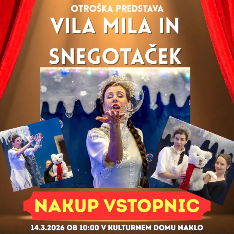14.3.2026 Otroška predstava VILA MILA IN SNEGOTAČEK-napovednik