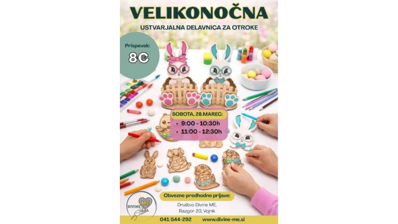 VELIKONOČNA USTVARJALNA DELAVNICA ZA OTROKE 28. marec @ 09:00 - 12:30