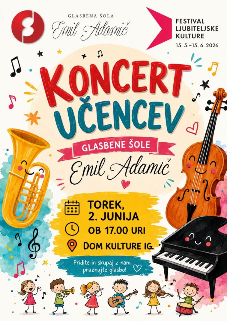 2.6.2026 Koncert učencev Glasbene šole Emil Adamič-prireditev-napovednik