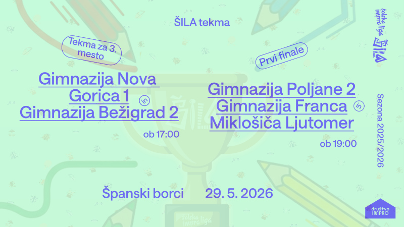 29.5.2026 ŠILA - Šolska impro liga Tekma za 3. mesto-dogodki-napovednik