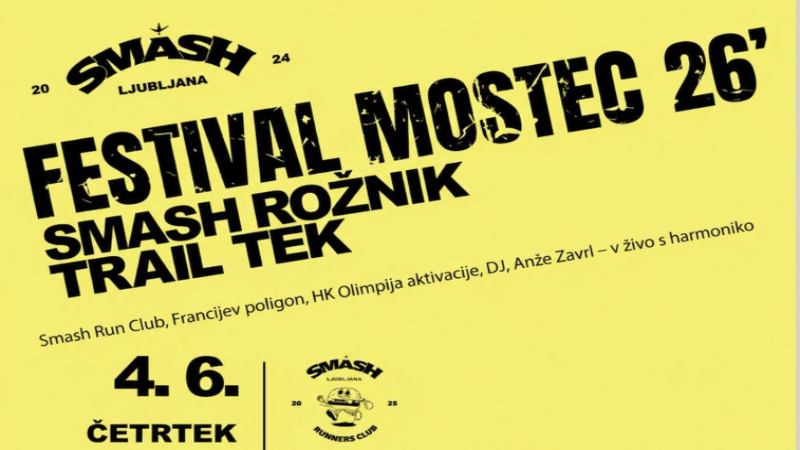 4.6.2026 Festival Mostec 2026- Smash Rožnik trail tek-napovdnik-dogodki