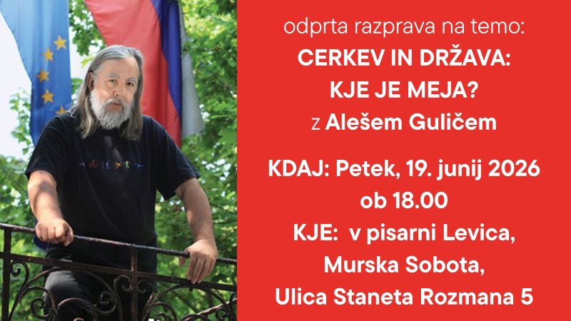 19.6.2026 Cerkev in država kje je meja – odprta razprava z Alešem Guličem