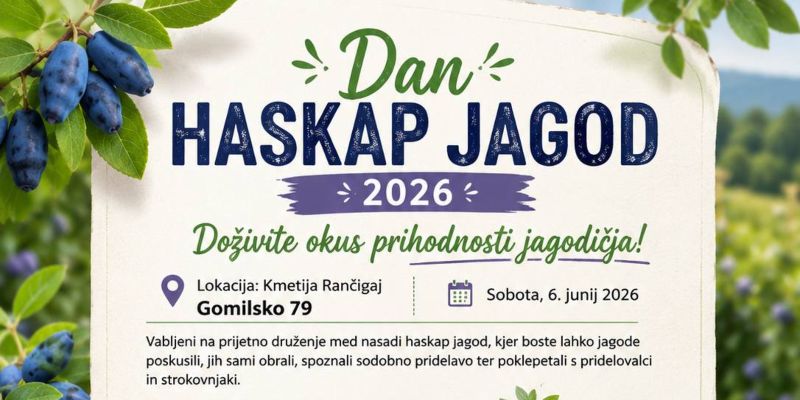 6.6.2026 Dan jagod haskap – sibirskih borovnic 2026 na Kmetiji Rančigaj v Gomilskem